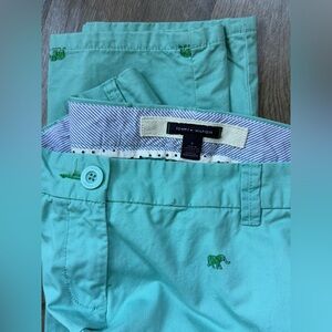 Tommy Hilfiger Women’s Aqua Blue Preppy Elephant Straight Leg Chino Pants Size 8